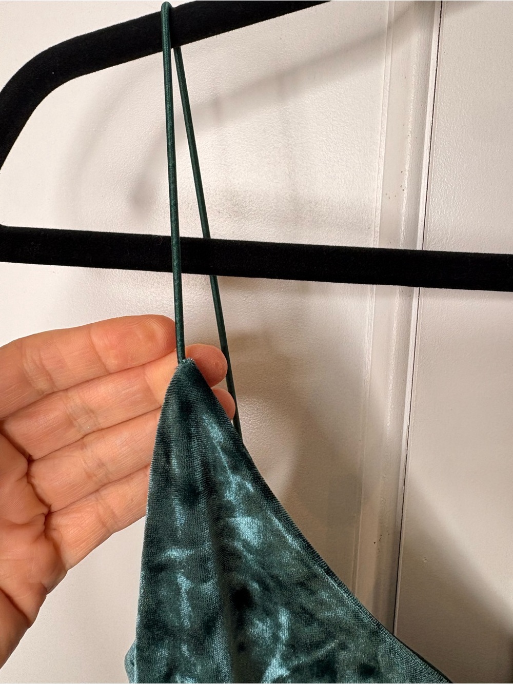 Velvet Slip Midi Dress - Deep Teal Green - Picture 3 of 12